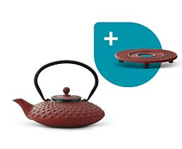 Theepot Xilin 0,8L gietijzer rood