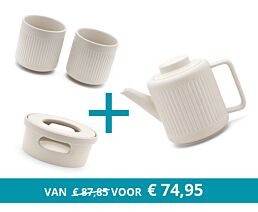 Theepot Skagen met theewarmer en 2 kopjes, wit