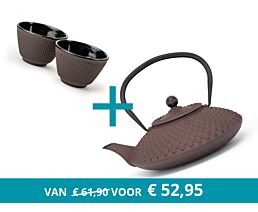 Theepot Xilin met 2 kopjes, aubergine